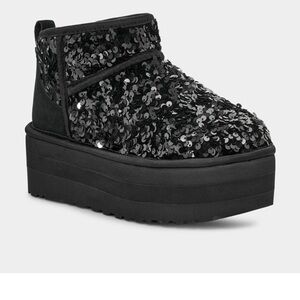 UGG Black Sequin Wedge Shoes